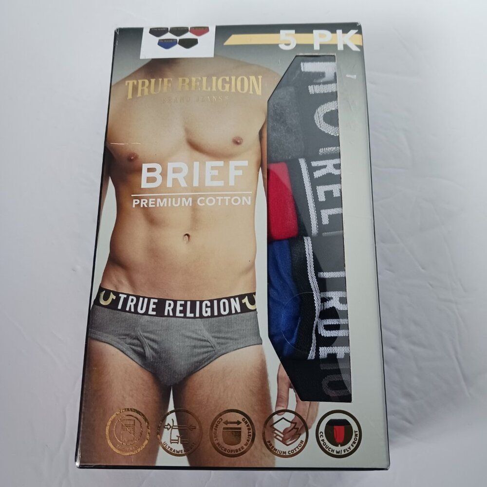 TRUE RELIGION 5pcs Brief Cotton Underwear Men's size L(36-38)
